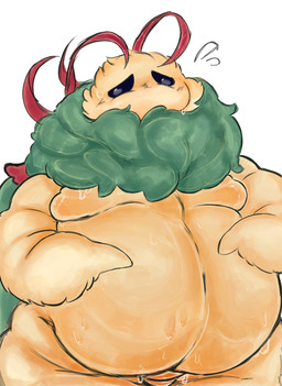 antennae_(anatomy) anthro belly big_belly bodily_fluids bulge compound_eyes fur genitals insect_wings kedama_(hoshikodomo) male neck_tuft nervous no_pupils overweight overweight_male penis solo sweat sweaty_genitalia tan_body tuft wings hoshi_kodomo hollow_knight_(franchise) team_cherry fan_character arthropod insect lepidopteran moth hi_res
