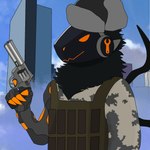 @puro_g372 anthro cat_protogen gun handgun holding_object holding_ranged_weapon holding_weapon machine male military ranged_weapon revolver solo tentacles weapon raging_bull dincu_the_protogen protogen 1:1 hi_res