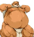 anthro asian_clothing balls belly big_balls big_belly blush bodily_fluids bulge clothed clothing clothing_lift detailed_bulge east_asian_clothing eyes_closed fundoshi genital_fluids genital_outline genitals humanoid_hands japanese_clothing kemono male moobs navel nipples obese obese_anthro obese_male overweight overweight_anthro overweight_male penis_outline precum precum_through_clothing shirt shirt_lift simple_background solo sweat topwear underwear wet wet_clothing white_background white_clothing white_fundoshi white_underwear kotobuki lifewonders tokyo_afterschool_summoners volos_(tas) bear mammal 2021