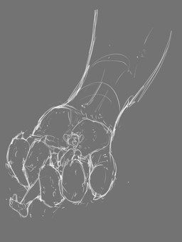 anthro caught claws duo feet fingers grey_background holding_another holding_micro macro male micro nude open_mouth simple_background spread_legs spreading jeri_kleinlowe mammal mouse murid murine rodent 2018 3:4 hi_res monochrome