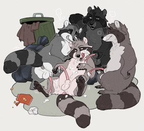 aftermath anatomically_correct anatomically_correct_anus anatomically_correct_balls anatomically_correct_feral anatomically_correct_genitalia anatomically_correct_penis animal_genitalia animal_penis anus bag bag_of_chips balls black_body black_fur bodily_fluids breath brown_body brown_fur brown_pawpads bukkake cum cum_drip cum_dripping_from_penis cum_on_belly cum_on_body cum_on_face cum_on_ground cum_on_self cum_on_tail cum_on_tongue dominant dominant_male dripping ejaculation erection eye_contact fangs feral fur gangbang genital_fluids genitals grey_body grey_fur grin group group_sex holding_sheath licking licking_lips looking_at_another looking_pleasured male male/male markings masturbation on_ground orgasm orgy pawpads paws penis pink_penis raccoon_penis raccoon_tail raised_tail relieved sex sheath slightly_chubby smile submissive submissive_male tail tail_markings teeth three_doms_one_sub tissue tongue tongue_out trash_bag trash_can trio visible_anus fernsigillum coontail coontail_v2 mammal procyonid raccoon hi_res