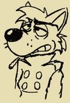 anthro cigarette clothing coat exorcist grimace half-closed_eyes male narrowed_eyes solo teeth toony toony_expression topwear trenchcoat whiskers doodledoggy samuel_foster_(doodledoggy) canid canine canis domestic_dog mammal black_and_yellow clip_studio_paint_(artwork) digital_media_(artwork) monochrome