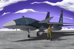2021 ace_combat ace_combat_3 aircraft airplane anthro breasts clothed clothing day detailed_background digital_media_(artwork) f-15 f-15_eagle f-15s/mtd female outside sky solo standing tales_foxdale vehicle
