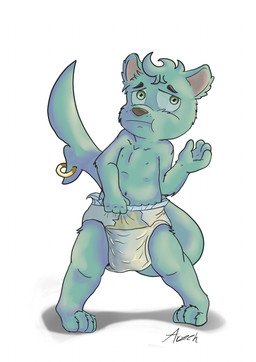 anthro diaper diaper_fetish lami male male/male solo young young_anthro young_male inkfurry canid canine canis domestic_dog fish humanoid hybrid mammal marine shark hi_res