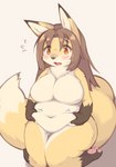 anthro belly big_breasts blush bodily_fluids breasts brown_body brown_fur brown_hair brown_nose chest_tuft curvy_figure dipstick_ears dipstick_tail ear_markings featureless_breasts feet female female_anthro fluffy flying_sweatdrops fur hair kemono kneeling long_hair markings multicolored_body multicolored_ears multicolored_fur multicolored_tail navel nude open_mouth orange_eyes overweight overweight_anthro overweight_female pawpads paws slightly_chubby solo sweat sweatdrop tail tail_markings tan_body tan_fur thick_thighs tuft voluptuous white_body white_fur shitsu_kushi-mono canid canine fox mammal 2021 absurd_res digital_media_(artwork) hi_res