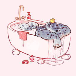 anthro ass_up bath bathing bathtub big_butt big_muscles bottle butt claw_foot_bathtub container dripping eyes_closed fur lying male muscular muscular_anthro muscular_male nails nude on_front relaxing ring_(jewelry) rubber_duck simple_background solo spots towel tuft water wet wet_body white_background adabear aquatic mammal pinniped seal 1:1 2022 hi_res