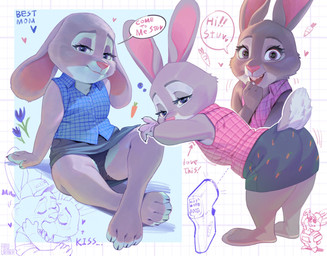 anthro barely_visible_underwear bedroom_eyes bent_over biped bottomwear breasts butt canon_couple claws clothed clothed_anthro clothed_female clothing crossed_ankles dialogue duo ears_down eyes_closed feet female fingers flashing flashing_crotch flashing_panties front_view fully_clothed fully_clothed_anthro fully_clothed_female fur hat headgear headwear heart_symbol hug husband_and_wife looking_at_viewer looking_back looking_back_at_viewer male married_couple mature_anthro mature_female multicolored_body multicolored_fur multiple_poses narrowed_eyes panties panty_peek panty_shot partially_visible_underwear pivoted_ears pose presenting presenting_crotch presenting_panties presenting_underwear purple_eyes rear_view scut_tail seductive short_tail shortstack sitting smile solo_focus spread_legs spreading standing tail teeth text thick_thighs toes tongue topwear two_tone_body two_tone_fur underwear upskirt aruurara disney yoshi_and_toad_kissing zootopia bonnie_hopps stu_hopps lagomorph leporid mammal rabbit 2026 digital_drawing_(artwork) digital_media_(artwork) english_text hi_res