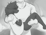 anthro bridal_carry carrying_another duo female male male/female romantic romantic_ambiance romantic_couple simple_background sleeping deadmimicked leo_(napalm_express) missy_(napalm_express) human mammal monster wolficus hi_res monochrome