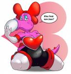 accessory anthro big_breasts boots bow_(feature) bow_accessory bow_ribbon breasts camel_toe centered_hair_bow clothing cosplay dialogue egg female footwear gloves hair_accessory hair_bow hair_ribbon handwear lipstick makeup non-mammal_breasts ribbons shoes simple_background solo speech_bubble text white_background glazed_(artist) mario_bros nintendo sega sonic_the_hedgehog_(series) rouge_the_bat birdo dinosaur prehistoric_species reptile scalie english_text