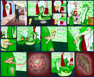 anal anal_vore black_bottomwear black_clothing black_eyes black_pants black_shirt black_topwear blonde_hair bodily_fluids bottomwear carpet clothing coiling cum cum_inside door duo erection feet_first female female_pred feral feral_pred genital_fluids genitals green_body green_skin greeting hair human_prey internal male male/female male_prey nude pants partially_inside particles penis red_eyes saliva shirt shrinking size_transformation text tongue tongue_out topwear transformation vore vowelless vowelless_vocalization vulva window livinlovindude nintendo pokemon generation_5_pokemon human mammal pokemon_(species) reptile scalie serperior comic english_text hi_res