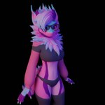 anthro blue_body blue_fur breasts clothing cracks cracks_in_body crop_top cropped_hoodie eyewear female fur glasses glowing glowing_body glowing_eyes glowing_fur hoodie horn legwear looking_at_viewer midriff panties pink_body pink_fur purple_body purple_fur shirt smug solo thigh_highs topwear underwear toaster1101 blender_cycles meme_clothing mythology paggi_outfit scarawave_(toaster1101) dragon furred_dragon furred_scalie mythological_creature mythological_scalie nardo nardoragon scalie 1:1 2024 3d_(artwork) blender_(artwork) digital_media_(artwork) hi_res meme