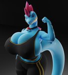 anthro anthrofied big_breasts blue_body blue_eyes bra breasts camel_toe cleavage clothed clothing collar female huge_breasts looking_at_viewer pokemorph simple_background solo sports_bra tail underwear fallen_angel_(artist) nintendo pokemon yuki_(evov1) yukigatr_(evov1) feraligatr generation_2_pokemon pokemon_(species) scalie 3d_(artwork) digital_media_(artwork) hi_res