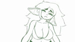 big_breasts big_butt bra breasts butt cleavage clothed clothing eyes_closed female freckled_face freckles hair_down humanoid_pointy_ears midriff not_furry panties pillow pointy_ears scratching_butt sharp_teeth short_stack sleeping solo teeth thick_thighs underwear emmpyfour goblin humanoid 16:9 2024 2d_animation animated green_theme no_sound short_playtime webm widescreen