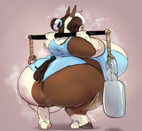 anthro big_breasts big_butt bodily_fluids braided_tail breasts butt butt_focus butt_jiggle exercise female hair hooves huge_breasts huge_butt jiggling musk ponytail rear_view short_tail simple_background solo sweat tail thick_thighs weightlifting workout boxgoat equid equine horse mammal 2020 absurd_res hi_res