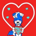 anthro biped blep blue_body blue_ears blue_fur blue_hair blush chest_tuft dipstick_ears dipstick_tail ear_markings fur grin hair heart_symbol holidays male markings multicolored_body multicolored_ears multicolored_fur multicolored_hair red_background simple_background smile solo tail tail_markings tail_motion tailwag tongue tongue_out tuft two_tone_body two_tone_ears two_tone_fur two_tone_hair white_body white_ears white_fur white_hair gaokun valentine's_day gao_(gaokun) border_collie canid canine canis collie domestic_dog herding_dog hybrid mammal nordic_sled_dog pastoral_dog samoyed sheepdog spitz 1:1 2012 animated short_playtime