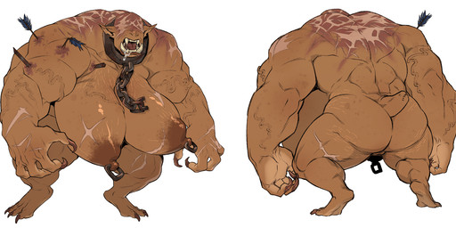 arrow_(weapon) big_arms big_breasts big_hands big_muscles blind bodily_fluids breasts brown_body burn_scar chain claws collar collar_only disability elderly_female eyeless fangs female hunched_over multiple_poses muscular muscular_female nude pose ranged_weapon saliva scar scars_all_over sharp_teeth simple_background solo tail teeth tusks vein veiny_muscles weapon white_background wound_on_arm cosmicdanger humanoid orc hi_res model_sheet