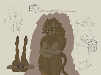 anatomically_correct anatomically_correct_anus anatomically_correct_genitalia anatomically_correct_vulva animal_genitalia animal_vulva anthro anus bovine_genitalia bovine_vulva breasts ear_piercing female fur genital_piercing genitals horn milk nipple_piercing nipples piercing raised_tail ring_piercing solo tail tail_anus vulva vulva_piercing vulva_ring leftoverlambchowder bovid bovine cattle mammal hi_res