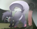 animal_genitalia animal_penis anthro anthro_on_feral anus balls bestiality black_nose butt detailed_background duo equine_genitalia equine_penis erection faceless_character faceless_feral faceless_male feet female feral fur genitals green_eyes grey_body grey_fur hindpaw interspecies looking_back male male/female nude pawpads paws penis perineum presenting presenting_anus presenting_hindquarters presenting_pussy pussy quadruped raised_tail rear_view shadow tail tongue tongue_out zapa canid canine canis domestic_dog equid equine horse mammal 2014 absurd_res hi_res