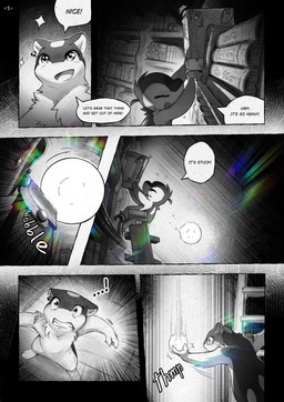 ambiguous_gender bodily_fluids book bookshelf dialogue duo ear_piercing ear_ring ellipsis emphatic_ellipsis eyes_closed feral flying_sweatdrops furniture inside ladder library open_mouth open_smile piercing ring_piercing scroll smile snout speech_bubble sweat sweatdrop text spacejunk nintendo pokemon pokemon_mystery_dungeon spike_chunsoft lian_(spacejunk) lito_(spacejunk) cyndaquil generation_2_pokemon pokemon_(species) quilava absurd_res comic english_text greyscale hi_res monochrome shaded
