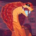 fangs female feral fire looking_at_viewer machine metallic_body solo teeth text loose_noose x-com cobra reptile robot scalie snake viper_(x-com) digital_media_(artwork) pixel_(artwork) watermark