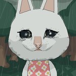 anthro black_eyes clothing drawing_on_body dress female floral_pattern floral_print forest fur glistening glistening_eyes markings pink_clothing pink_dress pink_nose plant raining sad simple_background solo tree whisker_spots white_body white_fur bronzecatworld animal_crossing crying_cat nintendo blanca_(animal_crossing) domestic_cat felid feline felis mammal 1:1 low_res meme