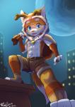 abs anthro bulge cape clothed clothing holidays male muscular muscular_anthro muscular_male muscular_young solo topless young young_anthro sharparadise christmas sharparadise_(character) canid canine fox mammal absurd_res hi_res