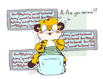 ageplay ambiguous_gender anthro blush blush_stickers bodily_fluids brown_body brown_fur brown_nose brown_pawpads claws clean_diaper clothed clothing cute_fangs dialogue diaper diaper_only error_message fangs front_view fur gameplay_mechanics incontinence markings multicolored_body multicolored_fur multicolored_tail open_mouth pawpads potty potty_chair potty_training roleplay simple_background solo striped_body striped_fur striped_markings striped_tail stripes sweat sweatdrop tail tail_markings tan_body tan_fur teeth text topless wearing_diaper worried yellow_body yellow_fur boredomwithfriends ace_(boredomwithfriends) felid mammal pantherine tiger english_text full-length_portrait hi_res portrait