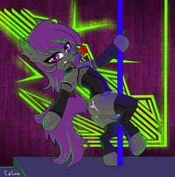 clothing corset crotch_breasts cutie_mark dancing ear_tuft female inner_ear_fluff lingerie nude pole pole_dancing semi-anthro solo teats topwear tuft caliluminos hasbro my_little_pony equid equine horse mammal pony absurd_res hi_res