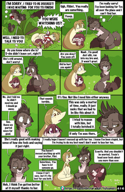 anthro black_nose blush bodily_fluids dialogue dipstick_tail entwined_tails eyes_closed feet female feral fingerless_(marking) fur green_hair group hair male markings open_mouth outside pink_nose purple_body purple_eyes purple_fur sweat sweatdrop tail tail_coil tail_hug tail_markings text toeless_(marking) trio yellow_eyes fuf flint_(fuf) liam_(fuf) rita_(fuf) mammal murid murine mustelid musteline rat reptile rodent scalie snake true_musteline weasel 2026 absurd_res comic english_text hi_res