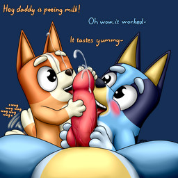 age_difference animal_genitalia animal_penis anthro blue_body blue_fur blush bodily_fluids breasts canine_genitalia canine_penis collaborative collaborative_fellatio collaborative_oral collaborative_sex cum cum_on_face cum_on_penis cumshot dialogue ejaculation erection fellatio female first_person_view fur genital_fluids genitals group hand_on_penis knot licking loli male male/female male_pov nude open_mouth oral penile penis penis_lick sex simple_background smile spread_legs spreading tail tail_motion tailwag text tongue tongue_out trio vein veiny_penis young young_anthro firestarsartdump bluey_(series) bandit_heeler bingo_heeler bluey_heeler australian_cattle_dog canid canine canis cattledog domestic_dog herding_dog mammal pastoral_dog 1:1 absurd_res alpha_channel digital_media_(artwork) english_text hi_res daughter_(lore) father_(lore) father_and_child_(lore) father_and_daughter_(lore) incest_(lore) parent_(lore) parent_and_child_(lore) parent_and_daughter_(lore) sibling_(lore) sister_(lore) sisters_(lore)