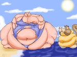 2018 3_toes 4:3 5_fingers 5_toes anthro areola bar_emanata batspid2 beach belly big_areola big_belly big_breasts big_butt biped black_eyebrows blue_clothing blue_swimwear breasts brown_body brown_fur buckteeth butt cel_shading claws clothing cloud curled_tail digital_drawing_(artwork) digital_media_(artwork) double_chin duo emanata eyebrows eyelashes eyes_closed feet female fingers flabby_arms frill_(anatomy) full-length_portrait fur gloves_(marking) head_crest head_frill huge_areola huge_belly huge_breasts huge_butt huge_thighs hyper hyper_belly hyper_butt hyper_hips hyper_thighs juna_(batspid2) leg_markings lizard mammal markings membrane_(anatomy) membranous_frill morbidly_obese morbidly_obese_anthro multicolored_body multicolored_fur navel nipple_outline obese obese_anthro one-piece_swimsuit open_mouth overweight overweight_anthro pink_body pink_scales pink_tongue portrait puffy_areola reptile rodent scales scalie sciurid seaside shaded signature smile socks_(marking) standing sun swimwear tail tan_areola tan_body tan_fur teeth thick_thighs toe_claws toes tongue torn_clothing tree_squirrel two_tone_body two_tone_fur vanessa_(batspid2) weight_gain yellow_clothing yellow_swimwear