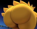 anthro anthrofied atmosphere atmospheric atmospheric_perspective big_butt blush butt eyes_closed female fur heart_symbol huge_butt hyper hyper_butt looming looming_butt low-angle_view macro planet planet_dwarfing solo space terra_macro thick_thighs wide_hips worm's-eye_view yellow_body yellow_fur kify nintendo pokemon eeveelution generation_1_pokemon jolteon pokemon_(species) 2023 absurd_res digital_media_(artwork) hi_res