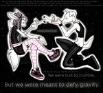 alternative_fashion anthro cybergoth duo female glamfur goth gravity male poetry space tail text leelee_lenox arthropod butterfly canid canine insect lepidopteran mammal english_text