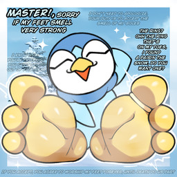 3_toes blue_body digit_ring eyes_closed feet feral foot_fetish foot_focus jewelry male musk musky_feet open_mouth ring smelly smelly_feet snow soles solo text toe_ring toes alexdrawsfeetish nintendo pokemon generation_4_pokemon piplup pokemon_(species) 1:1 english_text hi_res