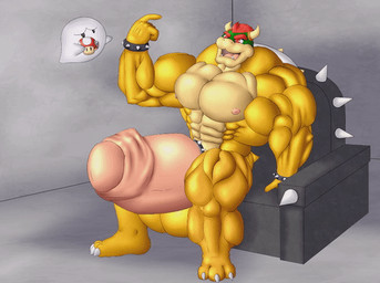 abs accessory anthro balls biceps big_balls big_muscles big_penis bracelet chair cock_ring collar duo erection expansion furniture genital_expansion genitals growth hair horn huge_balls huge_muscles huge_penis humanoid_genitalia humanoid_penis hyper hyper_balls hyper_genitalia hyper_muscles hyper_penis jewelry male male_focus muscle_growth muscular nude on_chair pecs penis penis_accessory penis_expansion penis_jewelry red_hair shell sitting sitting_on_chair sitting_on_throne spiked_bracelet spiked_cock_ring spiked_collar spiked_shell spikes spikes_(anatomy) throne zerozero mario_bros nintendo bowser boo_(mario) ghost koopa scalie spirit animated low_res