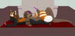 anthro duo female femboy inside male male/female nude simple_background greyfox_(artist) ailurid mammal mustelid otter red_panda leon_(disambiguation) lineless