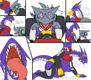 abdominal_bulge all_fours anthro armor belly belly_rub big_bulge bottomwear bulge butt clothed clothing coerced detailed_bulge duo eager endosoma face_imprint first_person_view gloves gullet hand_on_belly handwear holding_belly holding_partner imprint leggings legwear looking_at_viewer male male_pred mouth_shot muffled nuzzling nuzzling_belly open_mouth oral_vore panties paws predator/prey prey_imprint prey_outline revealing_outfit safe_vore same_size_vore scales seductive shorts skimpy sleeves soft_vore speedo spikes spread_legs spreading squirming star_eyes stretchy stretchy_belly struggling struggling_prey swimwear temptation throat tight_belly tight_bottomwear tight_bulges tight_clothing tight_shorts tight_underwear tongue tongue_out underwear vore vore_sequence willing_prey yellow_clothing yellow_underwear conditional_dnp samagthrav2 bandai_namco digimon grei_(sergeant_stacker) paul_arresterdramon_(samagthrav2) arresterdramon digimon_(species) shoutmon absurd_res comic hi_res