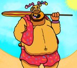 anthro antlers armpit_hair belly big_belly body_hair bulge clothing fur horn male navel open_mouth orange_body orange_fur overweight overweight_anthro overweight_male purple_antlers red_clothing simple_background smile solo tail umbrella jadealthebear just_dance just_dance_2023_edition the_beach_boys ubisoft wouldn't_it_be_nice? rudolph_(just_dance) deer mammal new_world_deer reindeer absurd_res colored digital_drawing_(artwork) digital_media_(artwork) hi_res