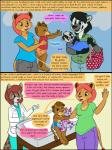 3:4 american_badger anthro baby badger black_border border clothed clothing collaboration comic dialogue digital_media_(artwork) english_text felid female group hair hi_res kammypup_(artist) male mammal mustelid musteline red_hair runt_(artist) speech_bubble text toddler young young_anthro