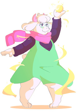 3_toes 4_fingers anthro barefoot black_eyebrows black_sleeves blush blush_stickers closed_smile clothing digitigrade eyebrows eyelashes eyewear fangs feet femboy fingers floppy_ears fur glasses green_clothing green_eyewear green_glasses green_robe hair horn magic male mouth_closed overweight overweight_anthro overweight_male pink_eyes pink_horn pink_scarf raised_arm robe round_glasses scarf scut_tail short_tail simple_background smile snout solo tail teeth thick_thighs toes white_background white_body white_fur white_hair rekteon deltarune undertale_(series) ralsei bovid caprine darkner mammal 2026 hi_res portrait