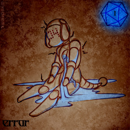 ambiguous_gender anthro blue_dice blue_liquid d20 dice error floppy_ears holidays liquid machine malfunction natural_1 oozing segmented segmented_arms segmented_body segmented_legs segmented_tail simple_background sitting solo tail wysdrem halloween robot robot_anthro 1:1 digital_media_(artwork) hi_res