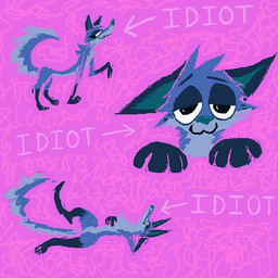 bedroom_eyes blue_body blue_fur feral fur male narrowed_eyes pink_background seductive simple_background smile solo demensa emil_(demensa) canid canine canis coyote domestic_dog mammal 1:1 2024 hi_res