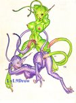 2_tails 3_toes ambiguous_gender antennae_(anatomy) ass_up black_sclera breasts cunnilingus duo erect_nipples eyes_closed feet female flying genitals green_body green_skin hands_behind_head intersex intersex/female licking long_ears long_tail looking_at_viewer looking_pleasured multi_tail nipples not_furry nude one_eye_closed open_mouth oral pink_nipples purple_body purple_skin pussy raised_tail sex simple_background spread_legs spreading tail tail_fetish toes tongue tongue_out vaginal white_background wink lvl9drow alien alien_humanoid humanoid nymph sky_nymph