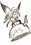 female gas_can gas_canister humanoid_pointy_ears insect_wings micro not_furry parody pointy_ears solo text wings unknown_artist bravely_default silicon_studio the_simpsons airy_(bravely_default) fairy humanoid english_text monochrome source_request