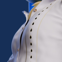 anthro black_bra black_clothing black_underwear blue_body blue_fur blue_hair bra breasts close-up clothing collared_shirt dress_shirt female fur hair shirt simple_background small_breasts solo topwear transparent_background underwear white_clothing white_shirt white_topwear yellow_body yellow_fur fiopon mollis arthropod insect lepidopteran moth 1:1 3d_(artwork) absurd_res alpha_channel blender_(artwork) blender_cycles_(artwork) digital_media_(artwork) hi_res