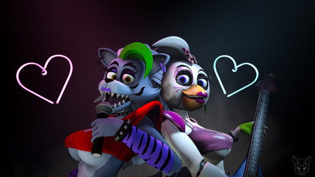 anthro breasts clothing concert duo electric_guitar electronics female guitar machine microphone musical_instrument on_model plucked_string_instrument simple_background smile stage string_instrument foxibiki five_nights_at_freddy's five_nights_at_freddy's:_security_breach scottgames steel_wool_studios glamrock_chica roxanne_wolf animatronic avian bird canid canine canis chicken galliform mammal phasianid robot wolf 16:9 3d_(artwork) digital_media_(artwork) hi_res source_filmmaker_(artwork) widescreen