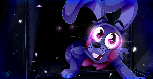 ambiguous_gender anthro looking_at_viewer machine puppet solo sideshow-spottus five_nights_at_freddy's scottgames sister_location puppet_bonnie_(fnafsl) animatronic lagomorph leporid mammal rabbit robot 2018 absurd_res digital_media_(artwork) hi_res