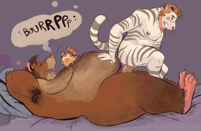 anal anal_penetration anthro anthro_on_anthro anthro_penetrated anthro_penetrating anthro_penetrating_anthro arm_hair armpit_hair beard belly belly_hair big_belly body_hair brown_body brown_fur burping duo eating eating_food facial_hair food fur hairy male male/male nipple_piercing nipple_ring nipples obese obese_anthro obese_male on_bottom on_top overweight overweight_anthro overweight_male penetration penile penile_penetration penis_in_ass piercing pizza reverse_cowgirl_position ring_piercing sex size_difference smaller_penetrated whiskers dramamine nacho_(lewdrat) felid mammal murid murine pantherine rat rodent tiger hi_res