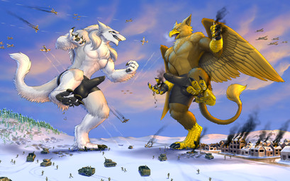 5_fingers abs aircraft airplane anthro armored_vehicle balls balls_outline beak biceps biped boxer_briefs brown_body brown_fur building building_destruction bulge cannon city_crushing claws clothed clothing crush destruction detailed_bulge duo erection extreme_size_difference feathered_wings feathers feet finger_claws fingerless_gloves fingers fur genital_outline genitals gloves handwear landscape_dwarfing machine macro macro_anthro male military muscular muscular_anthro muscular_male nude open_mouth outside pawpads paws pecs penile penis penis_outline plant rampage ranged_weapon size_difference sky smile stomping tail tank_(vehicle) toe_claws toes turret underwear vehicle vehicle_crash vehicle_destruction weapon white_body wings rollwulf mythology carpo kill_(sergal) avian gryphon mythological_avian mythological_creature sergal hi_res