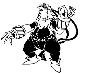 anthro belly belt bottomwear clothing cybernetic_arm cybernetic_limb female footwear fur hair mask mechanical_arm open_mouth pants shoes solo star thick_thighs mercurycastle bandai_namco digimon digimon_beatbreak digimon_(species) wolvermon 2025 black_and_white digital_media_(artwork) monochrome pixel_(artwork)
